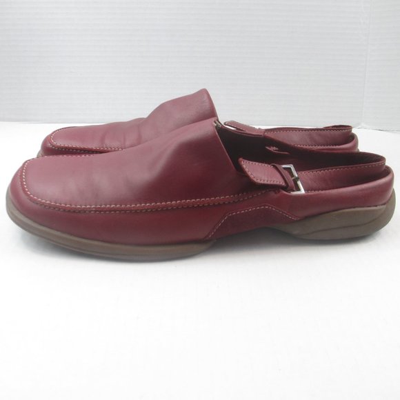 Stylish Men\'s Ecco Closed Toe Sling-Back Maroon Leather and Suede Sandals 8.5 main image 5